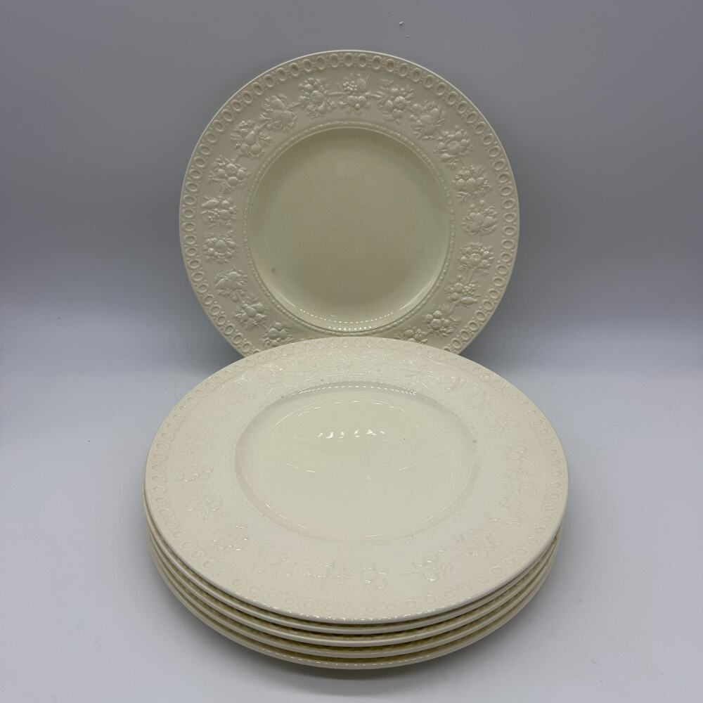 Vintage Wedgwood Wellesley Cream Dinner Plates Set of 6 10.75" England Embossed